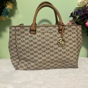 Michael Kors Signature Brown and Tan Satchel